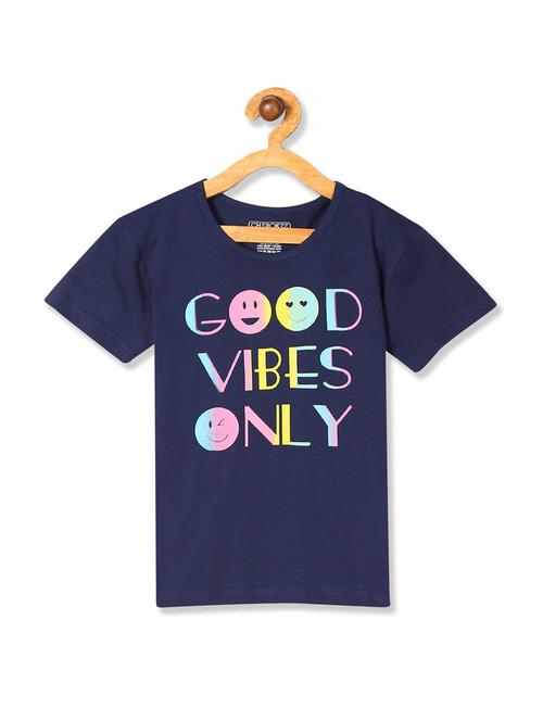 girls round neck typographic printed tee - 20434244 - Very Small Image - 1