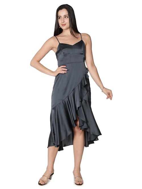 grey solid wrap dress - 20434332 - Very Small Image - 1