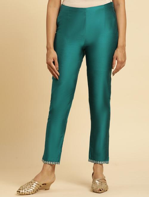 green solid flat front trouser - 20434427 - Very Small Image - 1