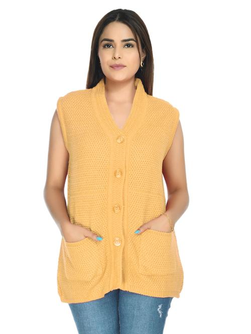 lemon sherbet self designed sleeveless cardigan - 20434737 - Very Small Image - 1