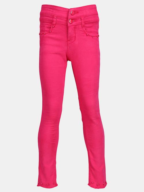 girls pink cotton casual trouser - 20435685 - Very Small Image - 1