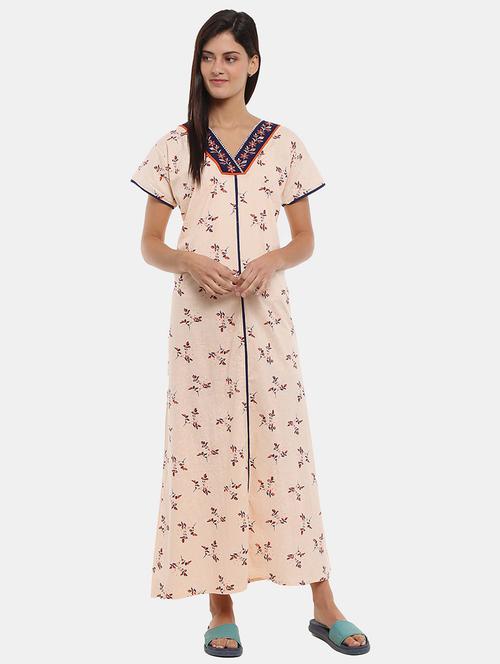 peach printed maxi nighty - 20435728 - Very Small Image - 1