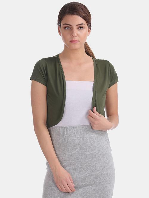women's laced back olive short shrug - 20435941 - Very Small Image - 1