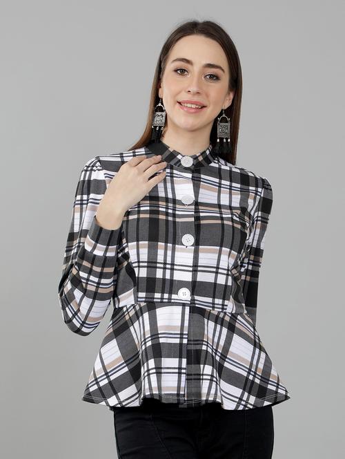 women multi colored cotton blend peplum jacket - 20444345 - Very Small Image - 1