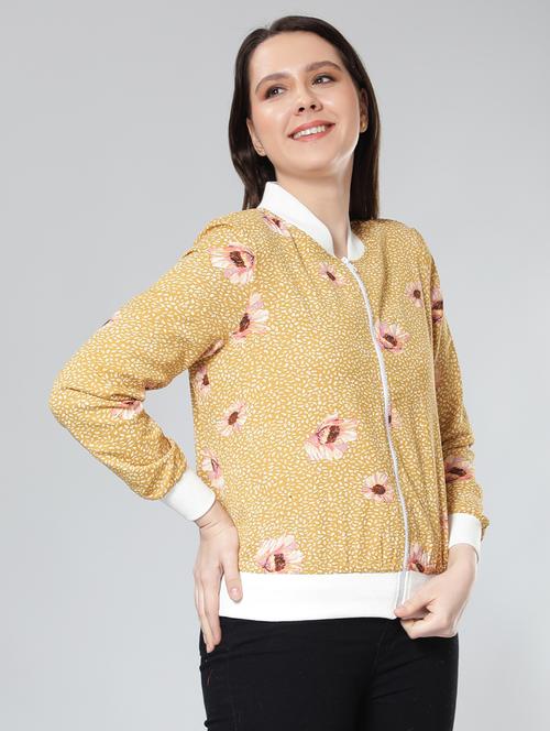 women yellow polyester bomber/biker jacket - 20444355 - Very Small Image - 1