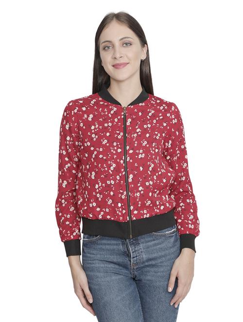 red floral print long sleeves jacket - 20444399 - Very Small Image - 1