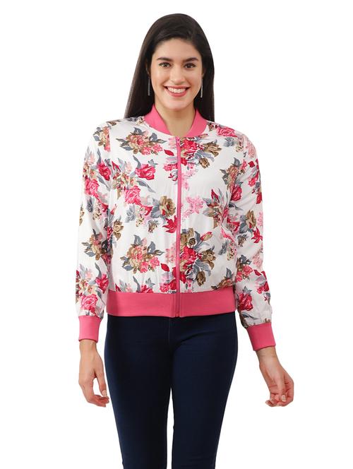 white floral print long sleeves jacket - 20444413 - Very Small Image - 1