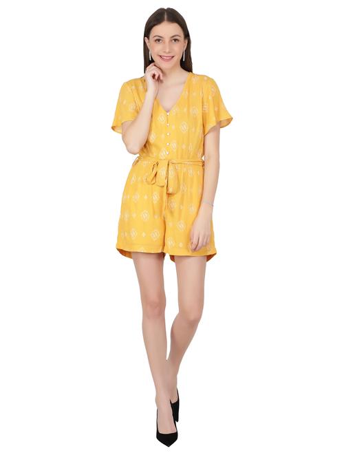 yellow printed romper jumpsuit - 20444417 - Very Small Image - 1