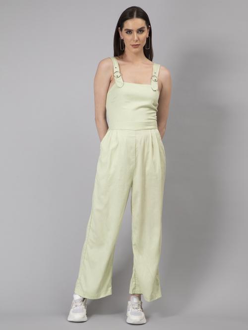 pastel green solid full leg jumpsuit - 20444426 - Very Small Image - 1