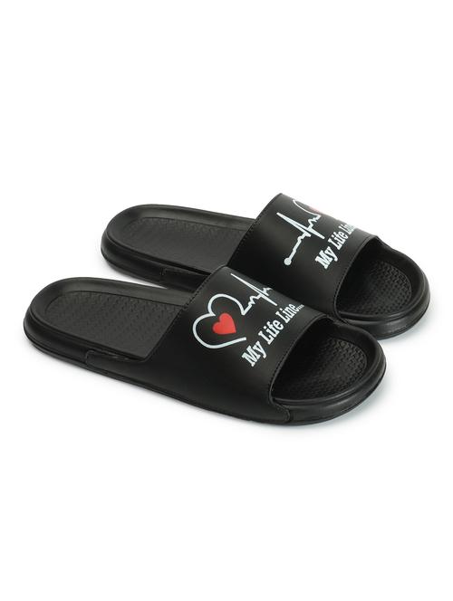 men graphic printed black flip flop - 20444554 - Very Small Image - 1