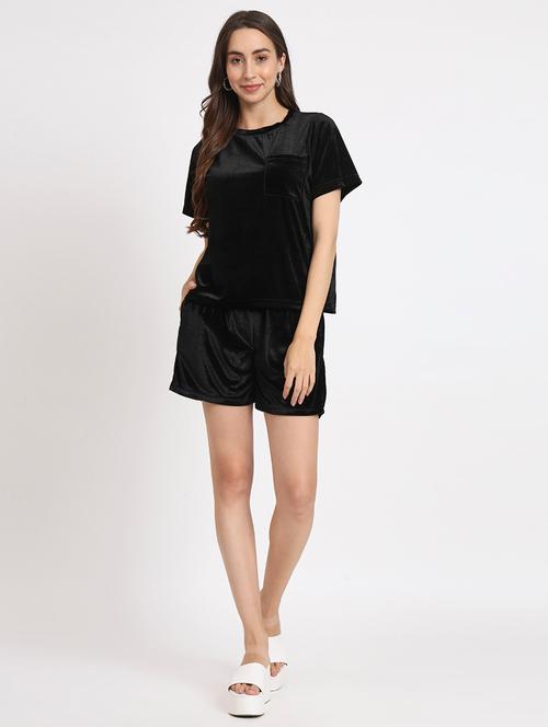 women solid top and shorts co-ord set - 20444567 - Very Small Image - 1