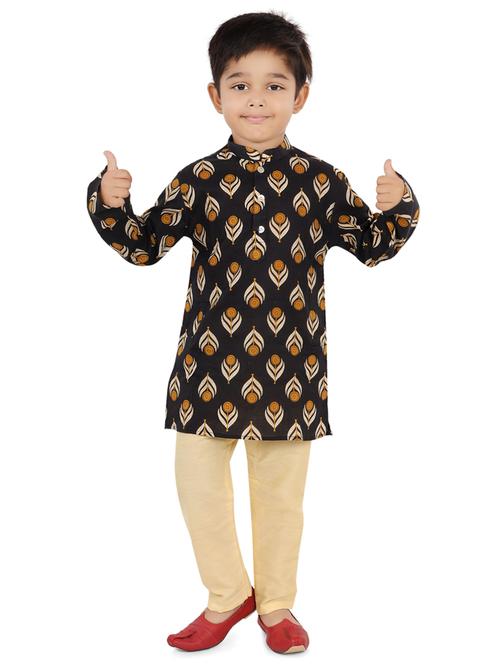 boys mandarin collar long sleeve kurta pyjama set - 20445568 - Very Small Image - 1