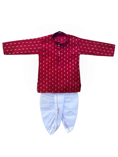 boys cotton silk kurta dhoti set - 20445580 - Very Small Image - 1