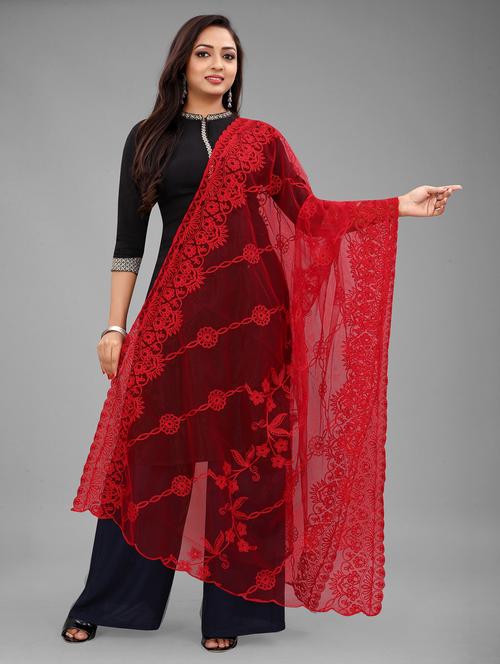red net dupatta - 20445660 - Very Small Image - 1