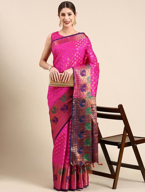 women's self design pink colored saree - 20445813 - Very Small Image - 1
