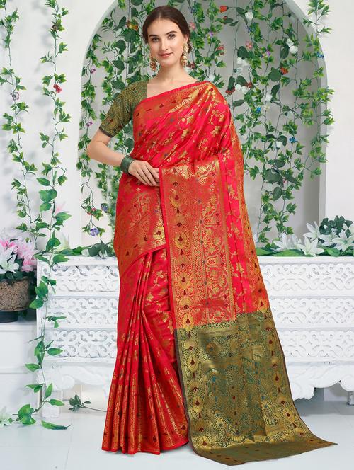 red self design paithani saree - 20445846 - Very Small Image - 1