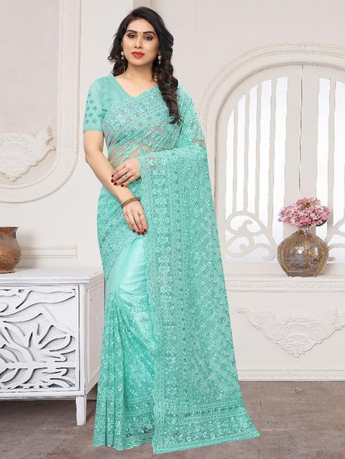 women's embroidered saree with blouse - 20445854 - Very Small Image - 1