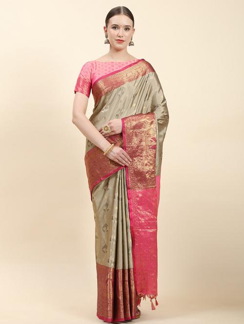 women's self design beige colored saree - 20445946 - Very Small Image - 1