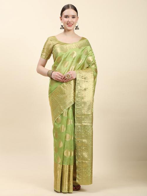women's self design olive colored saree - 20445976 - Very Small Image - 1