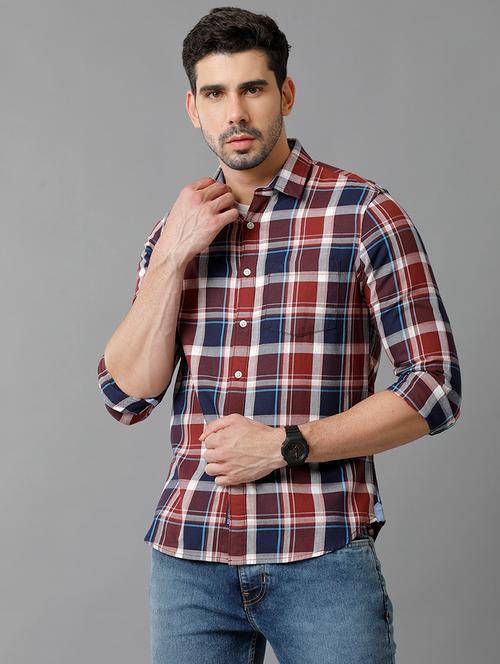 maroon cotton casual shirt - 20446044 - Very Small Image - 1