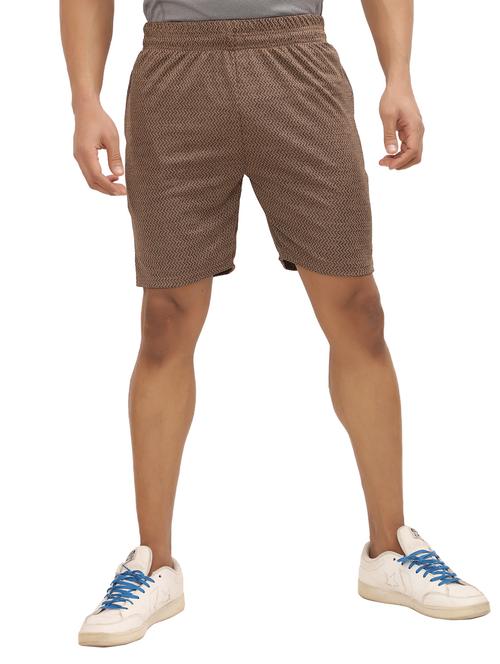 men self designed brown polyester shorts - 20446626 - Very Small Image - 1