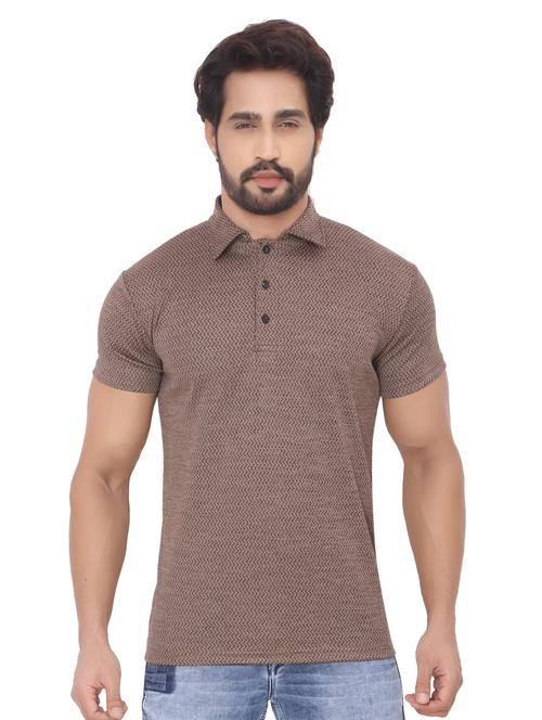 men brown polyester regular t-shirt - 20446683 - Very Small Image - 1