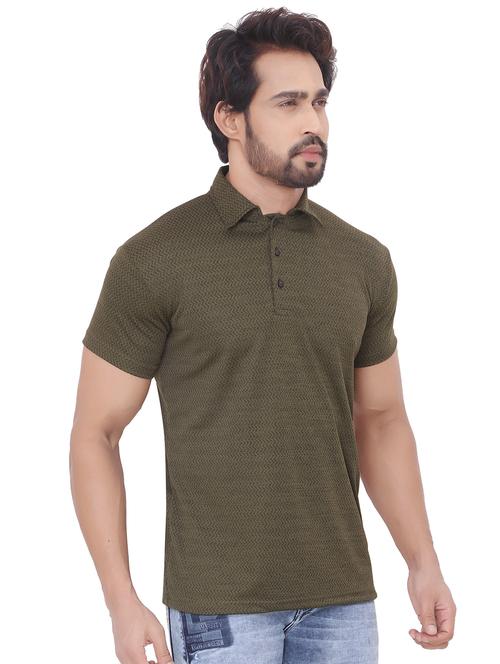 men olive green polyester regular t-shirt - 20446685 - Very Small Image - 1