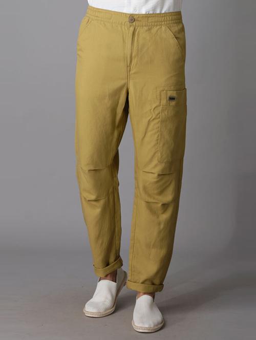 green solid flat front casual trouser - 20447230 - Very Small Image - 1