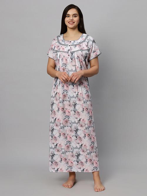 multi colored floral print short sleeves nighty - 20447273 - Very Small Image - 1