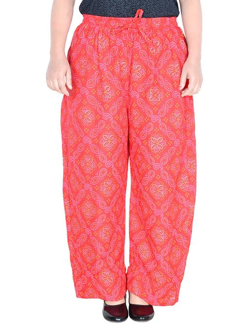 red bandhani print palazzo - 20448693 - Very Small Image - 1
