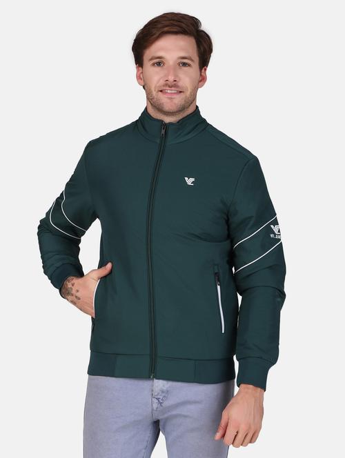 men bottle green polyester casual jacket - 20448980 - Very Small Image - 1