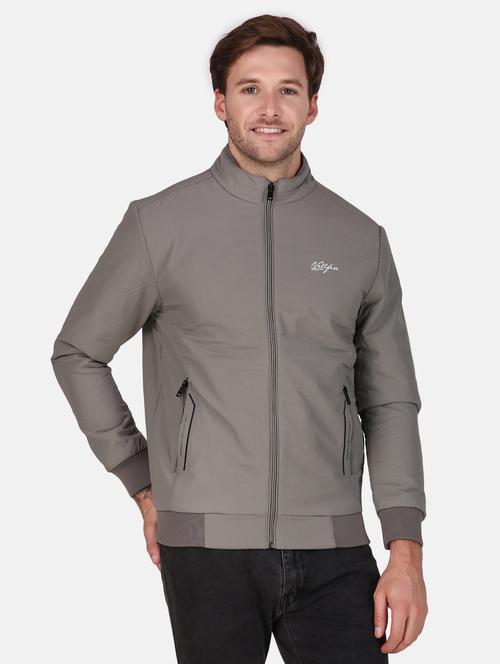 men solid grey polyester casual jacket - 20448997 - Very Small Image - 1