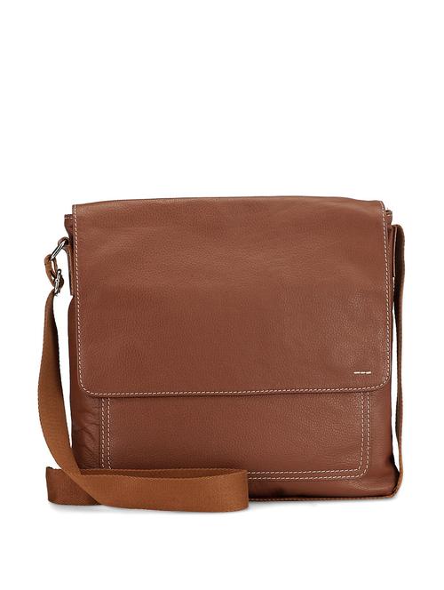 tan leather messenger bag - 20449 - Very Small Image - 1