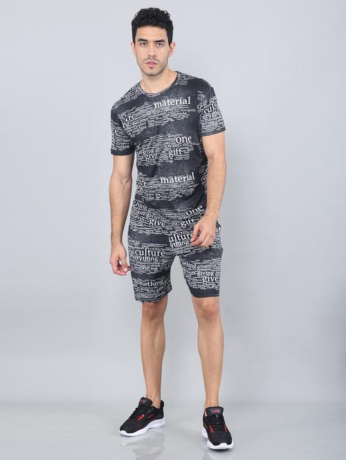 men typography print grey polyester co-ord set - 20449202 - Very Small Image - 1