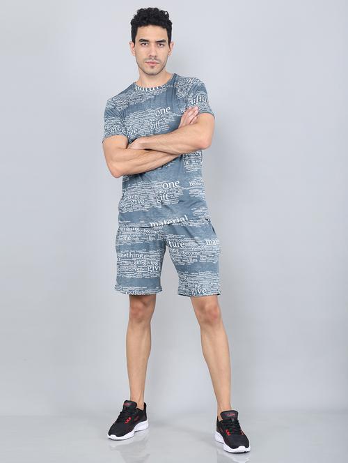men typography print grey polyester co-ord set - 20449204 - Very Small Image - 1