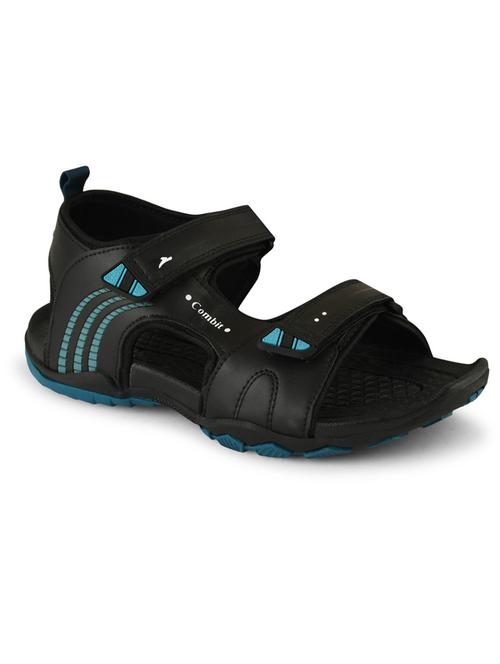 men solid black back strap sandal - 20449278 - Very Small Image - 1