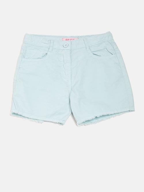 light blue solid denim shorts - 20449467 - Very Small Image - 1