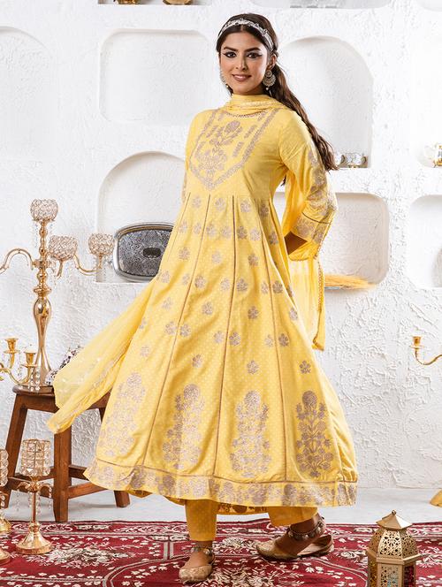 yellow kurta pant set with dupatta - 20449708 - Very Small Image - 1