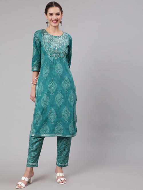 teal kurta pant set - 20449779 - Very Small Image - 1