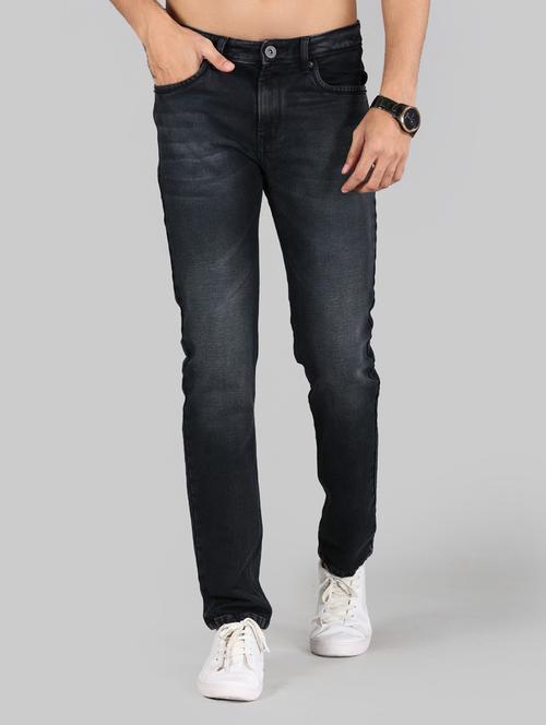 men solid black cotton blend light washed jeans - 20449917 - Very Small Image - 1