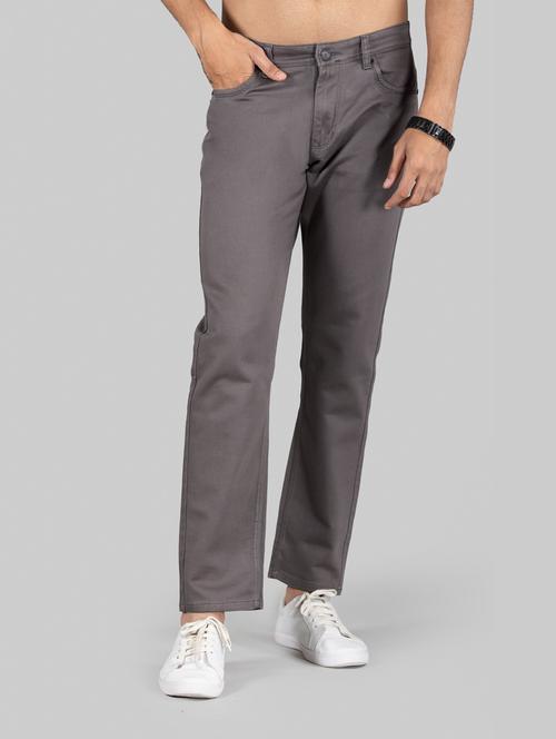 men solid grey cotton blend ankle length jeans - 20449938 - Very Small Image - 1