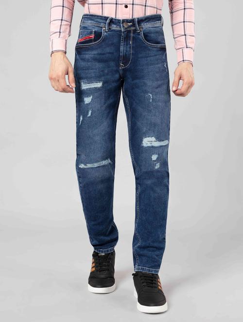 mens straight fit distressed jeans - 20450164 - Very Small Image - 1