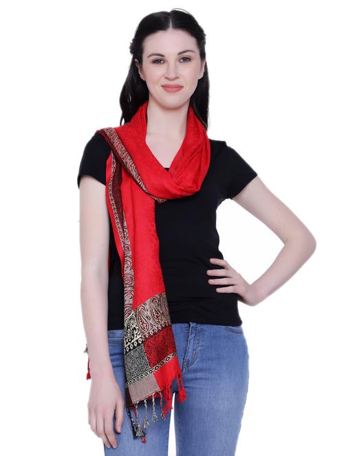 red paisey pattern viscose stole - 20450625 - Very Small Image - 1