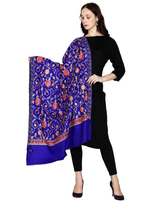 purple wool embroidered shawl - 20450738 - Very Small Image - 1