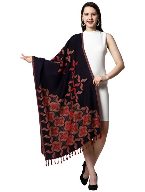 orange and navy blue reversible shawl - 20450909 - Very Small Image - 1