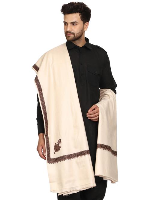 men beige wool reversible shawl - 20451110 - Very Small Image - 1