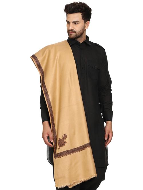 men brown wool reversible shawl - 20451114 - Very Small Image - 1