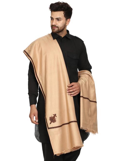 men beige wool reversible shawl - 20451123 - Very Small Image - 1