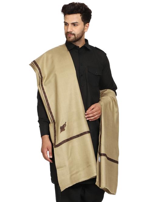 men beige wool reversible shawl - 20451124 - Very Small Image - 1