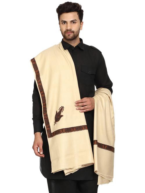 men beige wool reversible shawl - 20451127 - Very Small Image - 1